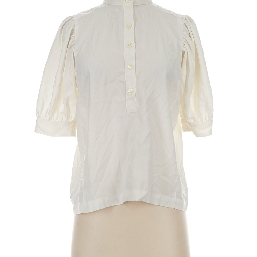 Ann Taylor Cream Puff-Sleeve Button Placket Blouse (Tan/Beige NOT Cream)